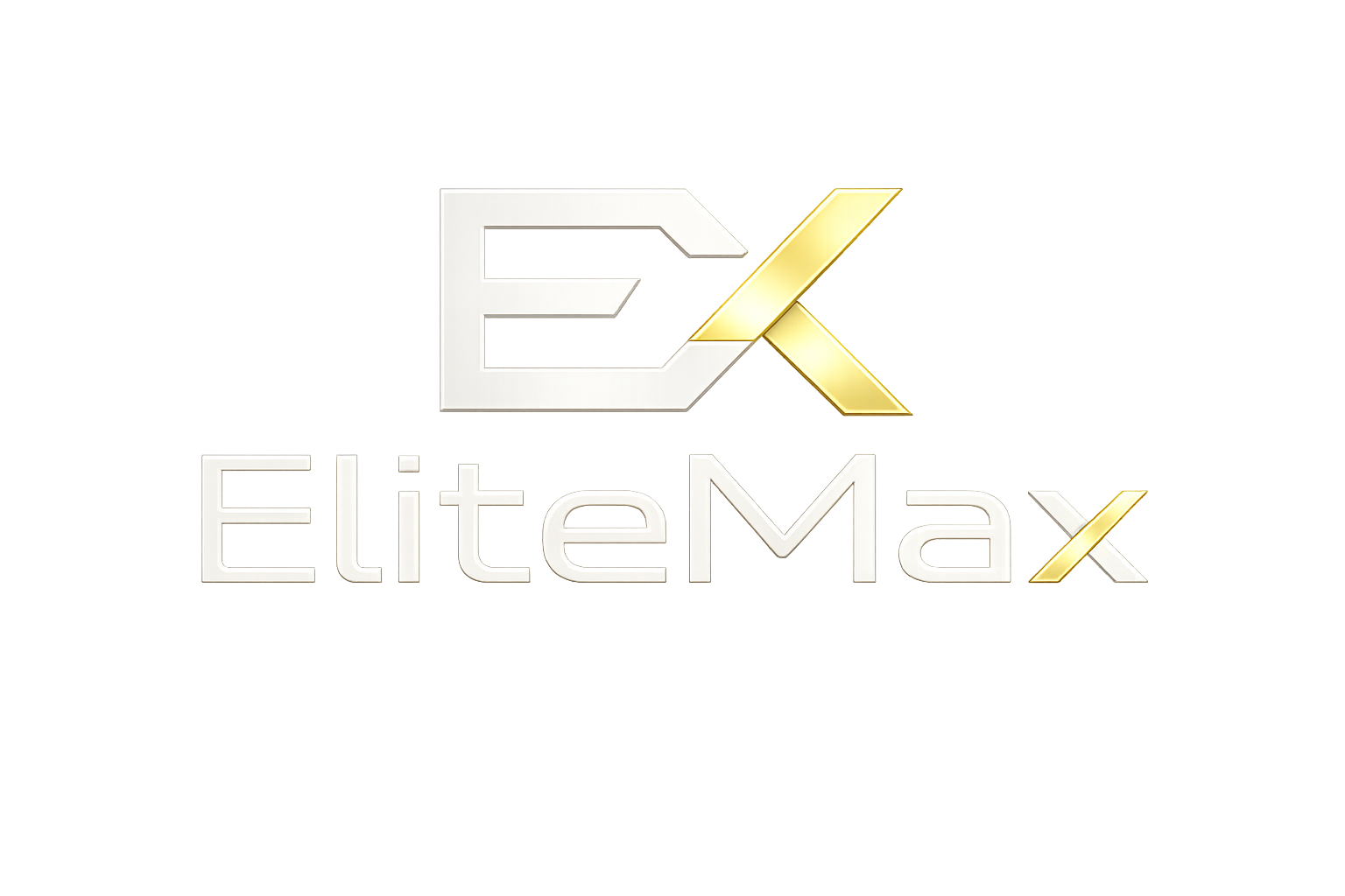 EliteMax prémium magyar étrend-kiegészítő márka világos arany-fehér logó fekete háttérhez